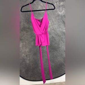 Express Fuchsia Wrap Tie Waist Spaghetti Strap Blouse Size Small